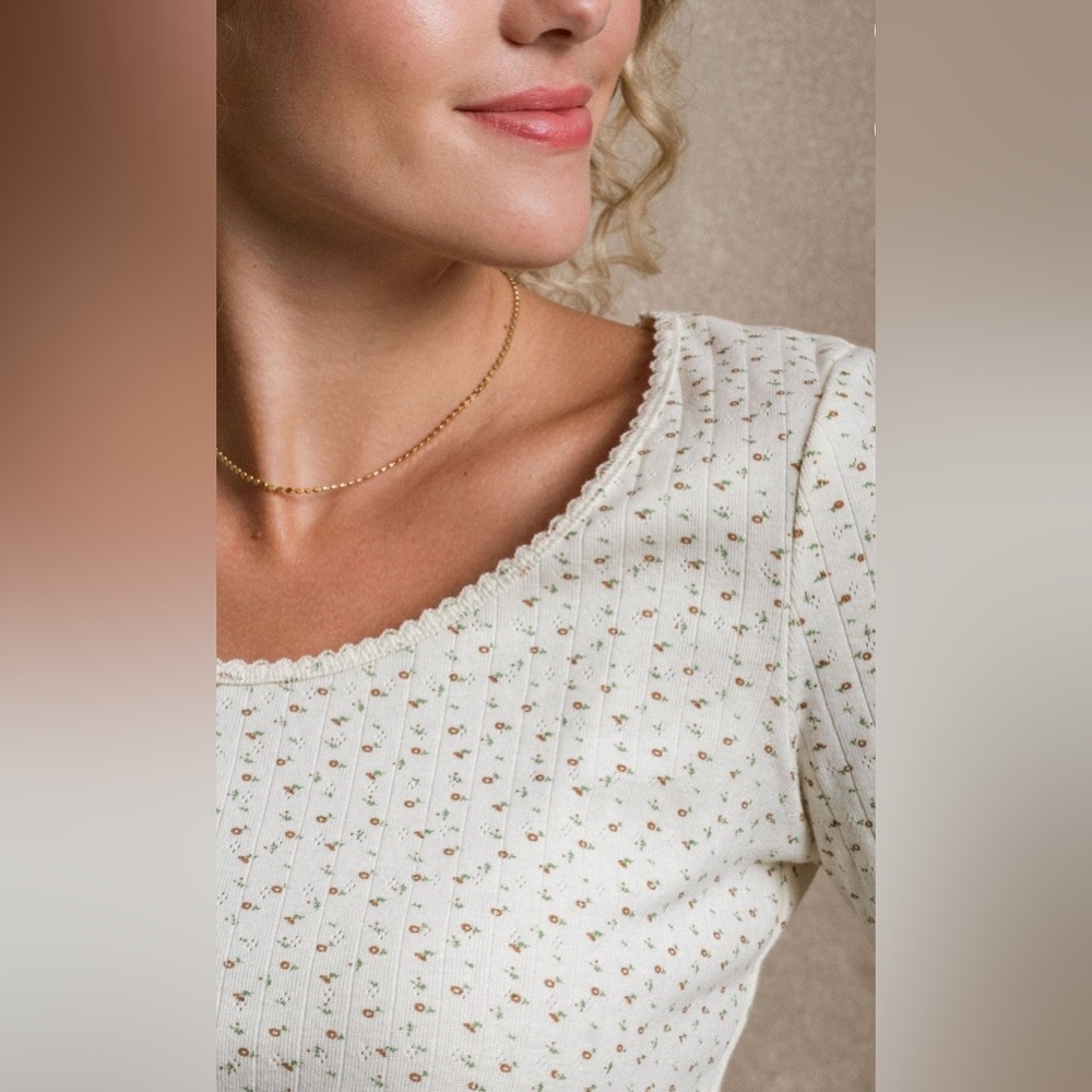 Neuflora Mallory Long Sleeve Floral Tee Top XS